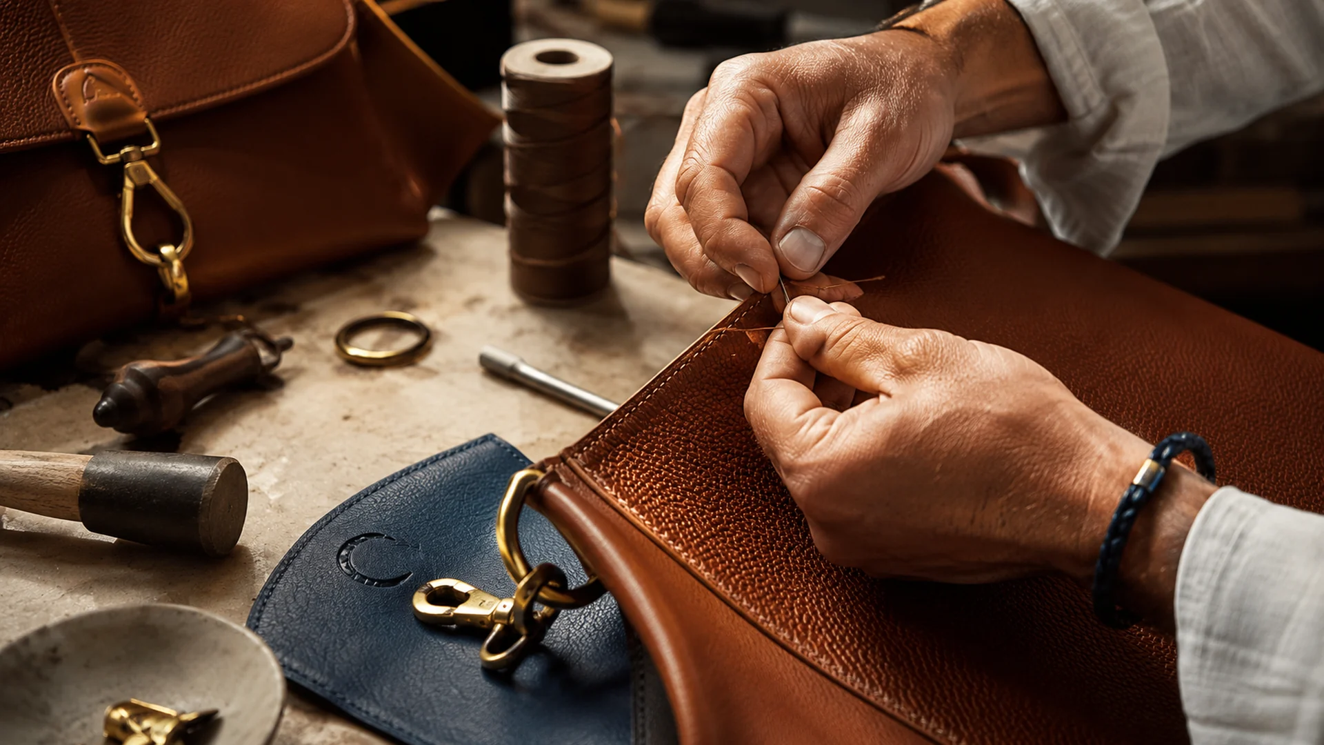 Leather artisan at work