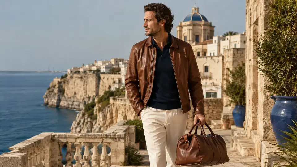 Luna Azul man wearing leather jacket