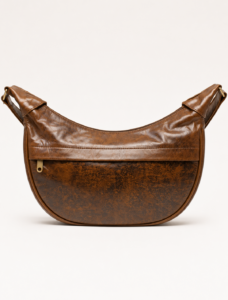 Crescent Brown Leather Hobo Bag | Half Moon Shoulder Bag