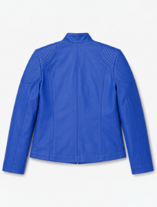 Royal Blue Leather Racer Jacket | Women's Quilted Moto Jacket