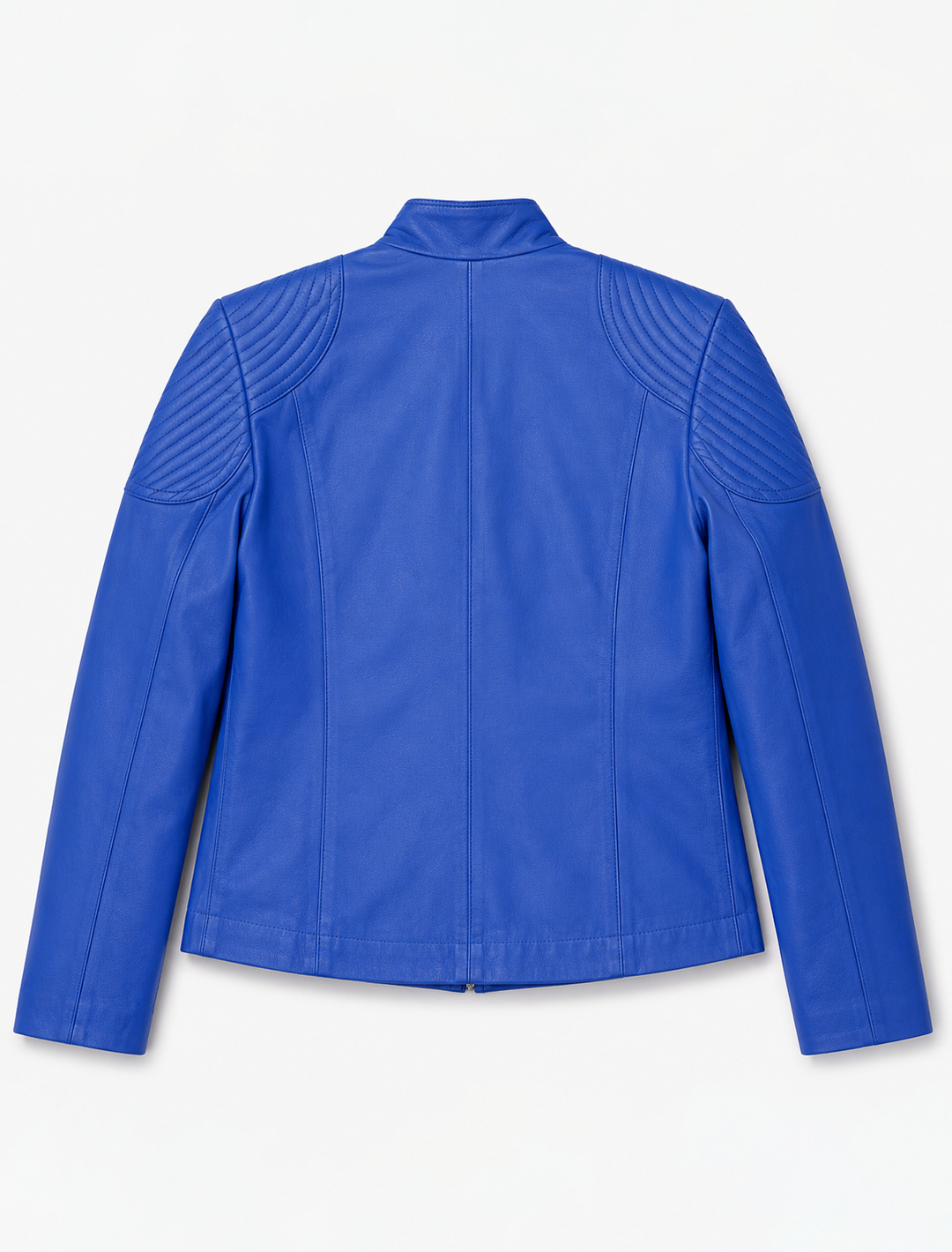 Royal Blue Leather Racer Jacket | Women's Quilted Moto Jacket