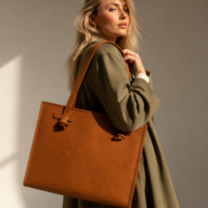 Large Camel Suede Tote Bag | Knotted Handle Everyday Bag