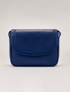 Minimalist Royal Blue Leather Flap Crossbody Bag | Modern Shoulder Bag