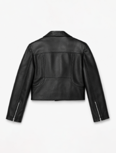 Classic Black Leather Biker Jacket | Women's Cropped Moto Jacket