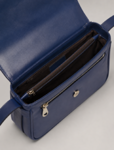 Minimalist Royal Blue Leather Flap Crossbody Bag | Modern Shoulder Bag