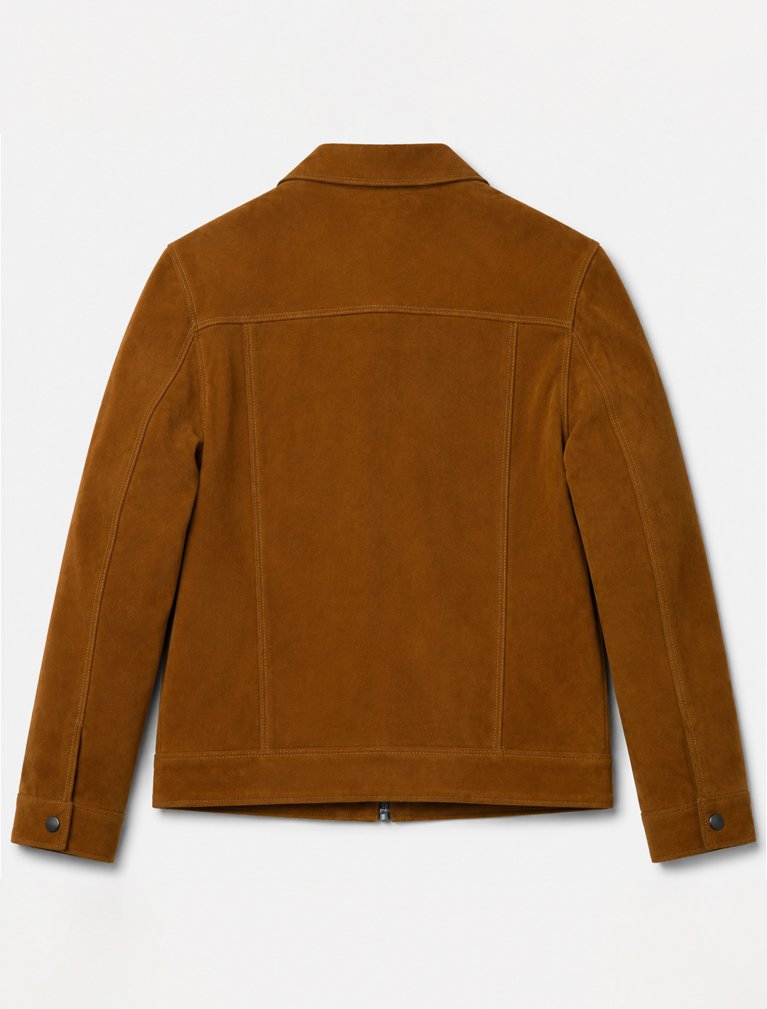 Classic Brown Suede Workwear Jacket | Men's Zip-Front Utility Shirt Jacket
