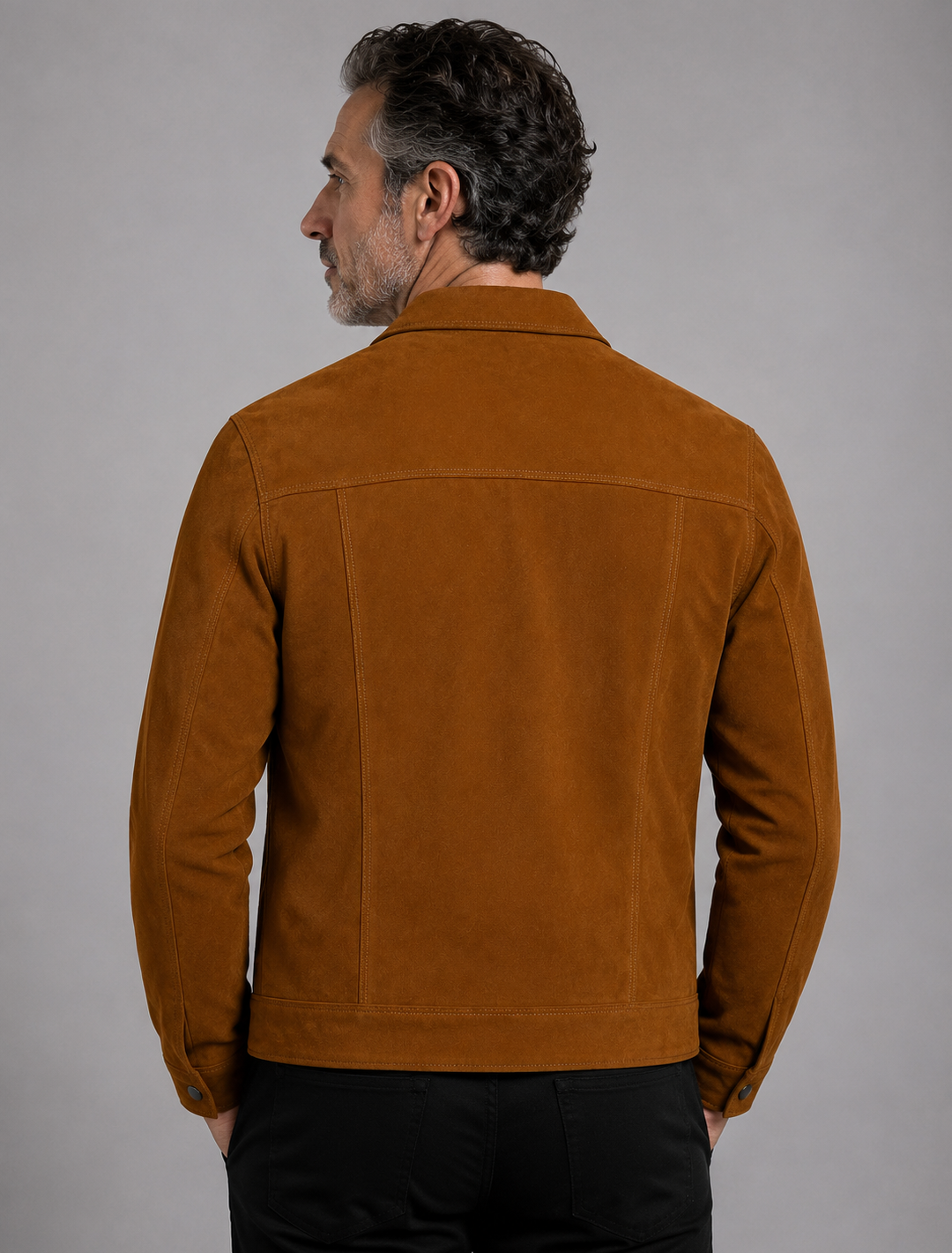 Classic Brown Suede Workwear Jacket | Men's Zip-Front Utility Shirt Jacket