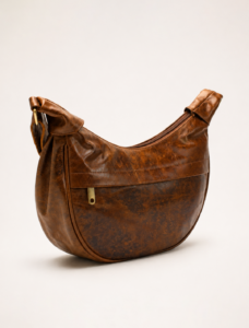 Crescent Brown Leather Hobo Bag | Half Moon Shoulder Bag