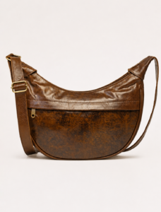 Crescent Brown Leather Hobo Bag | Half Moon Shoulder Bag