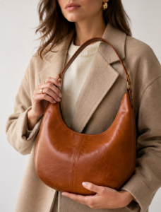 Brown Leather Hobo Bag | Minimalist Shoulder Bag