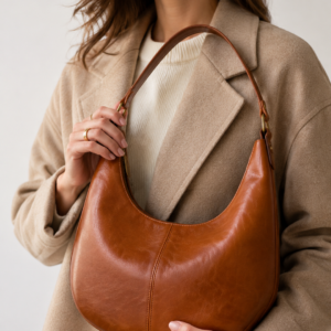 Brown Leather Hobo Bag | Minimalist Shoulder Bag