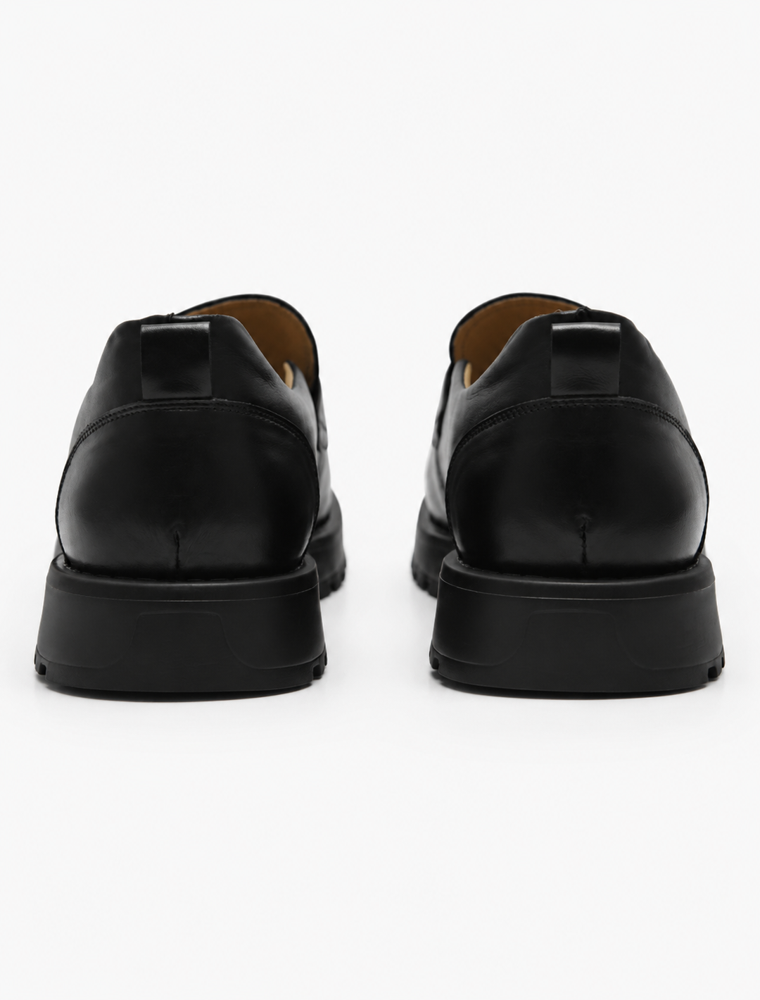 Urban Chunky Black Leather Loafers | Premium Lug-Sole Penny Slip-Ons