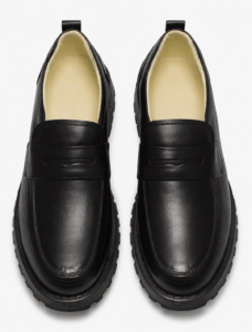 Urban Chunky Black Leather Loafers | Premium Lug-Sole Penny Slip-Ons