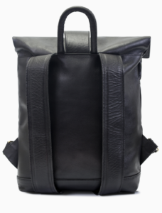 Modern Black Leather Roll-Top Backpack | Large Executive Travel Rucksack